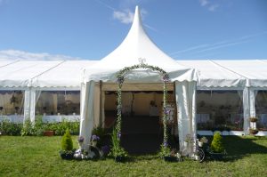 3m Oriental canopy attached to a clearspan marquee